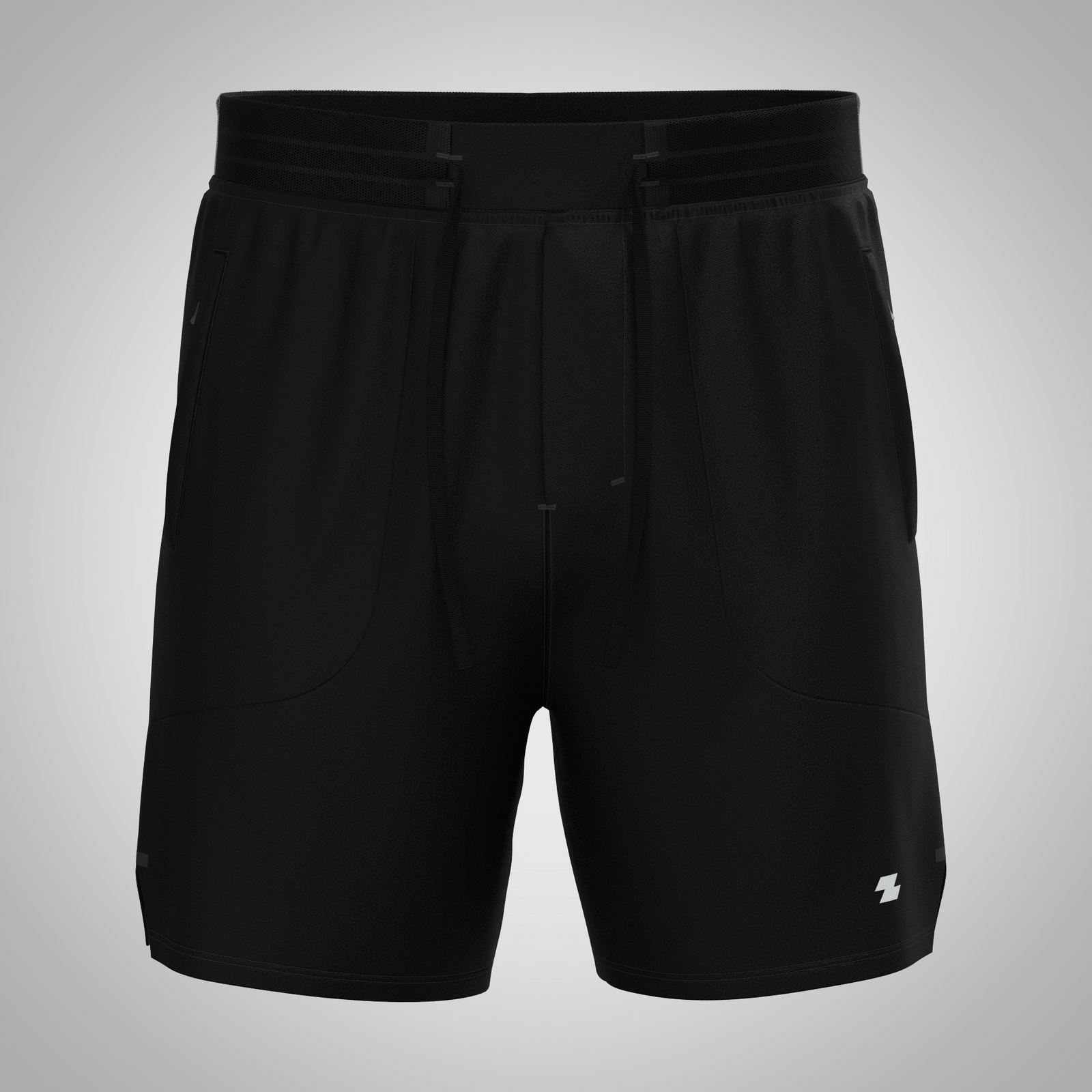 Black shorts with a brand logo on a gray background Zoda Short Pant Zoda Pant Collection
